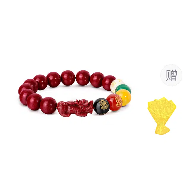 金六福吉祥 貔貅 新中式国潮风本命年转运手饰好运五路财神 朱砂 手串 男女同款情侣款
