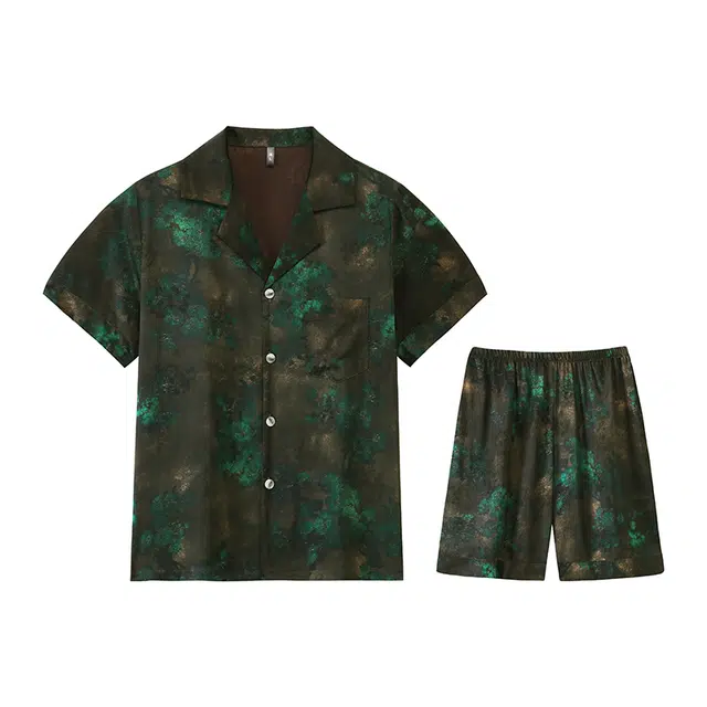 好福份 夏季男时尚透气舒适简约复古设计家居服睡衣套装 男款