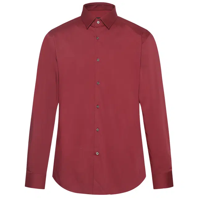 利郎 商务休闲纯色尖领秋季长袖衬衫 男款