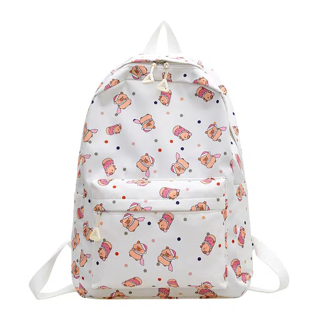 泰格奴 小众日系通勤旅行小清新轻便背包初高中大学生毕业季出游上课百搭书包 尼龙 双肩包 男女同款情侣款 白色