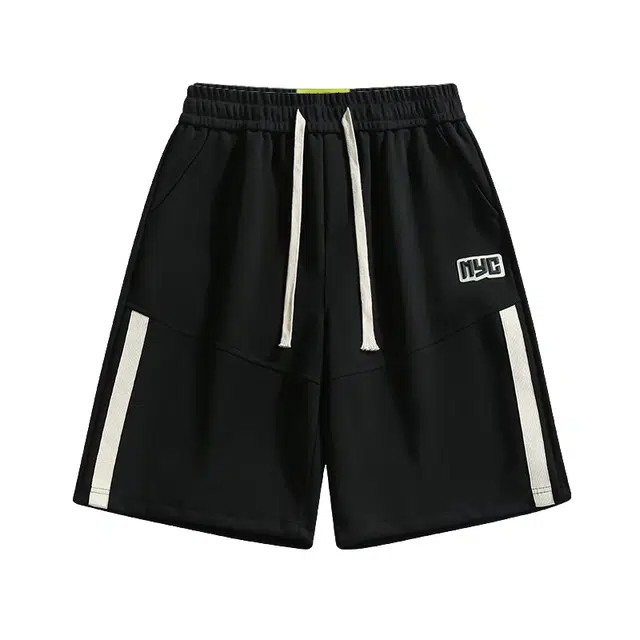 法文箱子 美式复古包边运动五分裤潮牌宽松针织跑步篮球休闲短裤 男款