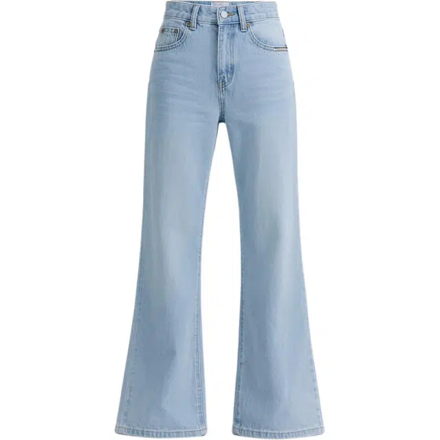 帝狼牛 美式高街复古弹力百搭垂感拖地潮流微喇长裤牛仔裤 男女同款