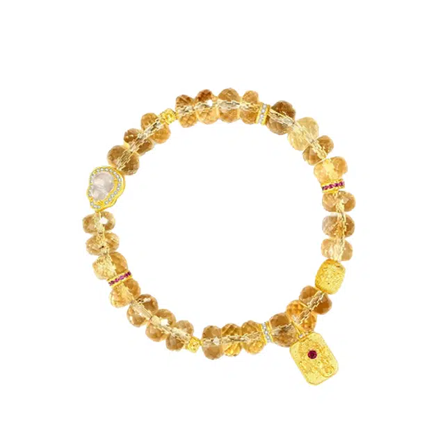 龙弗 【八方来财】恭喜发财多福多寿昭昭如愿所愿必得 黄水晶 手串 女款