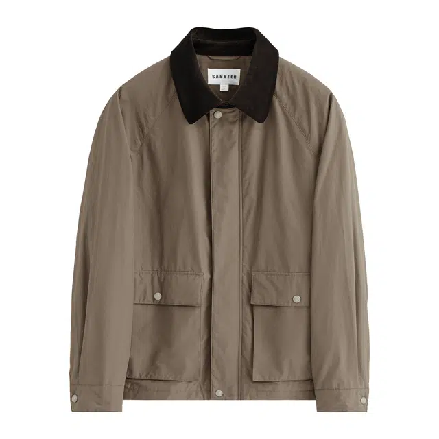 丹宁哲学 英伦复古绅士 宾霸铜氨里衬 拼灯芯绒翻领插肩袖棉服 男款