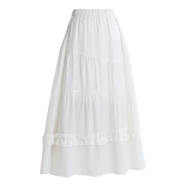 拾籍 复古荷叶边褶皱设计蛋糕休闲长裙 女款