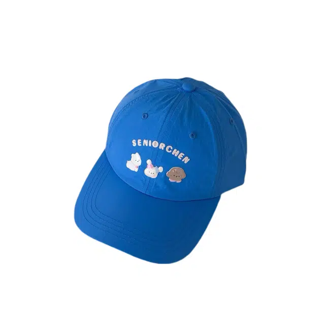 氧气樱桃 卡通兔子小狗印标速干日系甜美百搭遮阳多巴胺 涤纶 鸭舌帽 男女同款情侣款