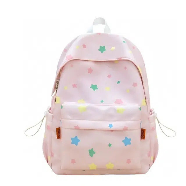 南潇湘 小清新简约可爱星星涂鸦高中大学时尚百搭潮流高级感高颜值小众设计 尼龙 双肩包 男女同款情侣款 粉色/白色/黑色/蓝色/黄色