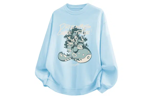 王者荣耀 卡通英雄形象英文字母美式高街落肩款宽松舒适透气帅帅青少年无性别百搭时尚潮流圆领卫衣 庄周款 男女同款