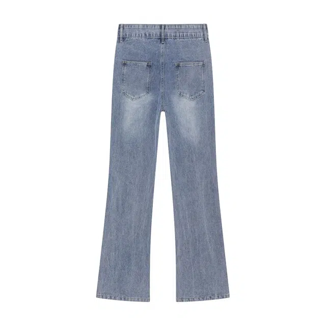 帝狼牛 美式高街复古弹力百搭垂感拖地潮流微喇长裤牛仔裤 男女同款