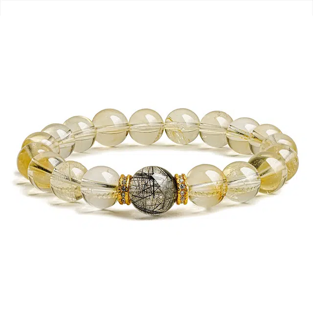 灵菲 招财转运新中式转运轻奢小众简约高级感百搭事业进步财源滚滚好运天然 黄水晶 手串 女款