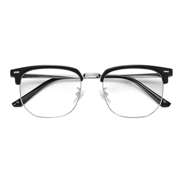 苍木优品 防蓝光半框眼镜斯文理工超轻纯钛近视可定制防雾防蓝光变色 钛合金 眉毛框/眉线框 光学镜架 男女同款情侣款