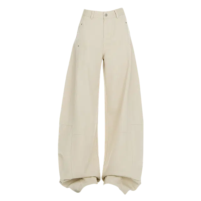 拾籍 设计感高腰设计弯刀裤简约百搭宽松休闲时尚舒适阔腿牛仔裤 女款