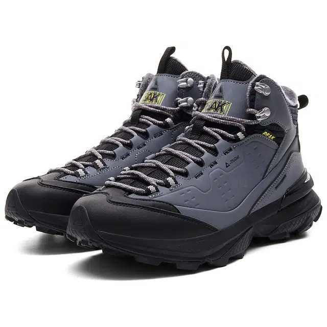 匹克 织物合成革 态极远行 舒适贴合 防滑耐磨 高帮 登山鞋 男款 灰色