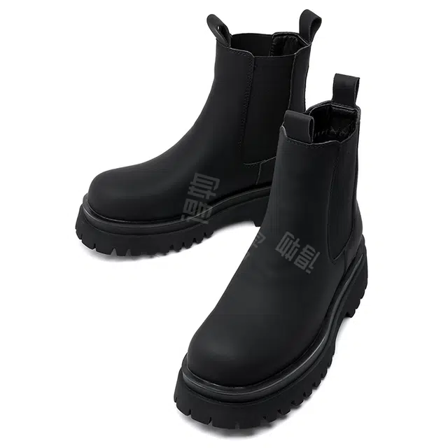 健休 二层牛皮 增高时尚百搭休闲 马丁靴 男款 黑色