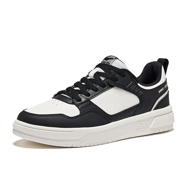 鸿星尔克 先锋 经典百搭 耐磨防滑 低帮 板鞋 男款 微晶白正黑