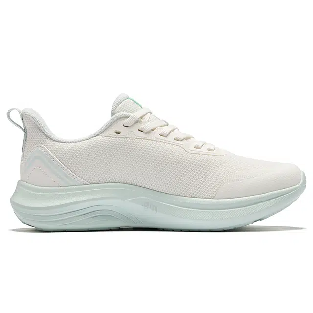 鸿星尔克 舒适透气 织物减震回弹 低帮跑步鞋 女款 微晶白冰清绿