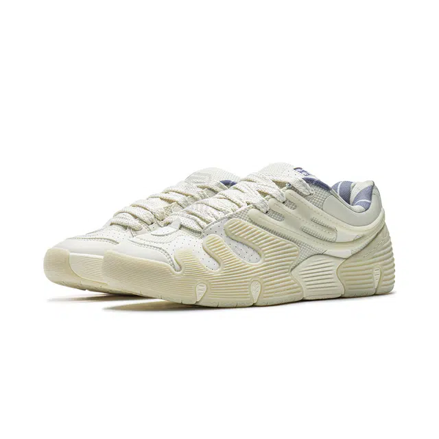 中国李宁 滑板系列 潮流运动 耐磨防滑 低帮 板鞋 男女同款 米白色