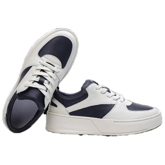 百伦韩 牛剖层革 简约时尚百搭 低帮 板鞋 男款 黑白色