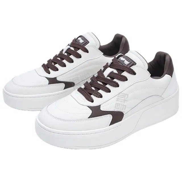 百伦韩 牛剖层革 通勤百搭 舒适潮流个性     复古 防滑 低帮 板鞋 男款 白色