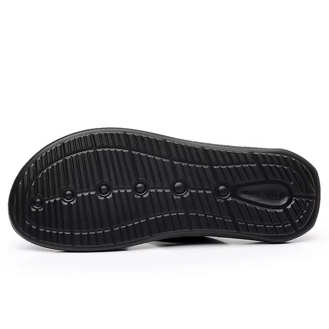 功夫伙伴 简约百搭 舒适日常 防磨人字拖鞋 男款 黑色