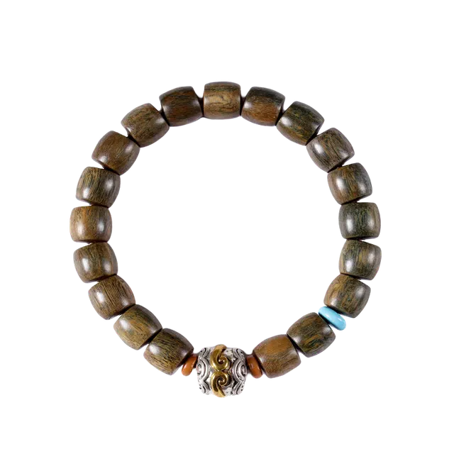 九隆古 紧箍咒锤纹莲花新中式国潮 诸事顺遂平安喜乐有钱花文玩盘玩佛珠转运 绿檀 手串 男女同款情侣款