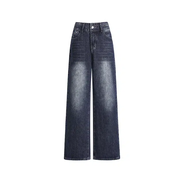 玫丝朵 美式复古高街直筒舒适百搭设计感牛仔裤 女款