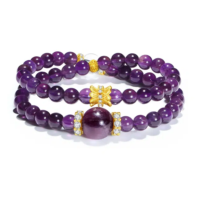 【普陀山官方已过香】 普陀山文创 精致九紫离火时来运转磁场气质梦幻紫晶转运珠祥和宁静手饰#好运 紫水晶 手串 男女同款情侣款