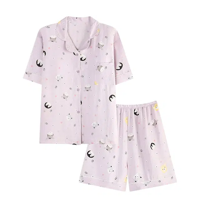 俏韵 舒适凉感短袖甜美可爱薄款家居服可外穿睡衣套装 女款