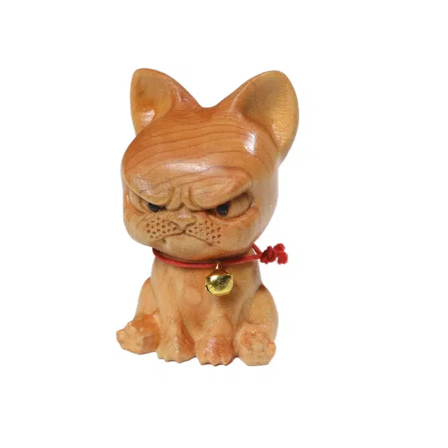 灵晔 新中式国潮复古文艺风轻奢高级随身携带茶宠盘玩文玩【可爱斗犬】挂件招财纳福财源广进万事如意好运 檀木 摆件 男女同款情侣款