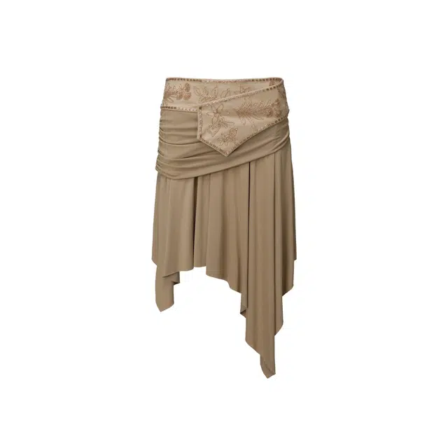 SCULPTOR Beaded Jersey Skirt Beige