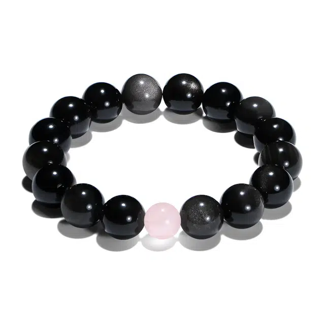 【普陀山官方已过香】 普陀山文创 新中式祥和宁静净化心灵转运珠运气爆棚精致祥瑞纳福马粉手饰#好运 黑曜石 玉石手串 男女同款情侣款