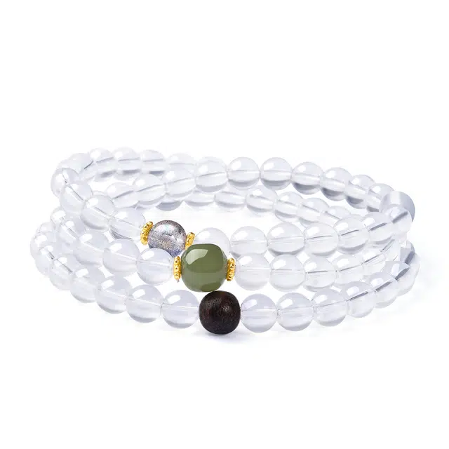 老庙 净化能量 新中式国风设计精致简约小众混搭时尚百搭#好运天然 白水晶 手串 女款