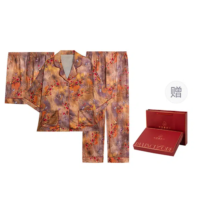 达芬奇密码 夏季宽松冰丝凉感家居服三件套可外穿睡衣套装 女款