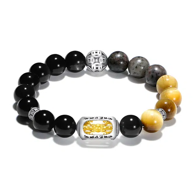 普陀山文创 小众精致招财转运时来运转好运加持国潮事业高升 黑曜石 手串 男女同款情侣款