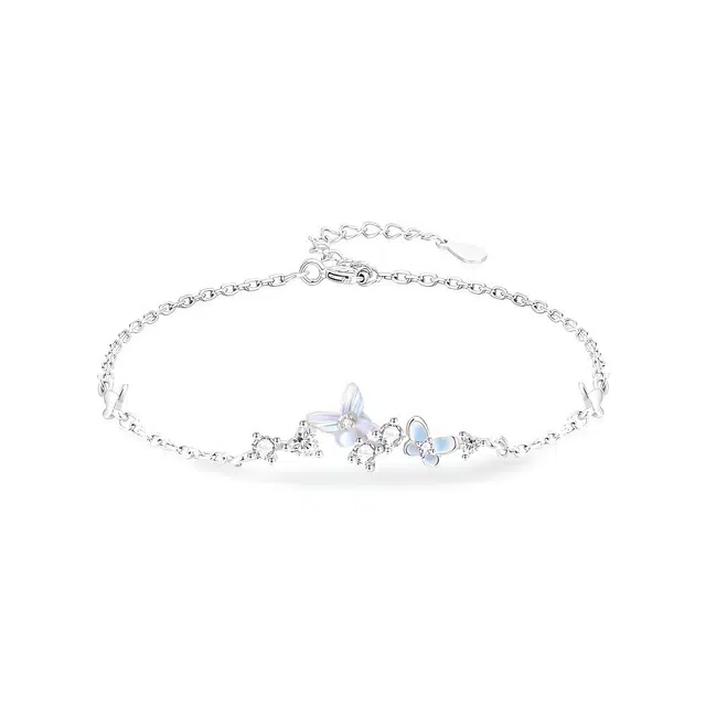 【999足银纯银 蝶气满满】 福韵金 六桂福 夜光蝴蝶在逃公主系列轻奢浪漫精致甜美百搭恋爱告白百搭#好运 银 手链 女款