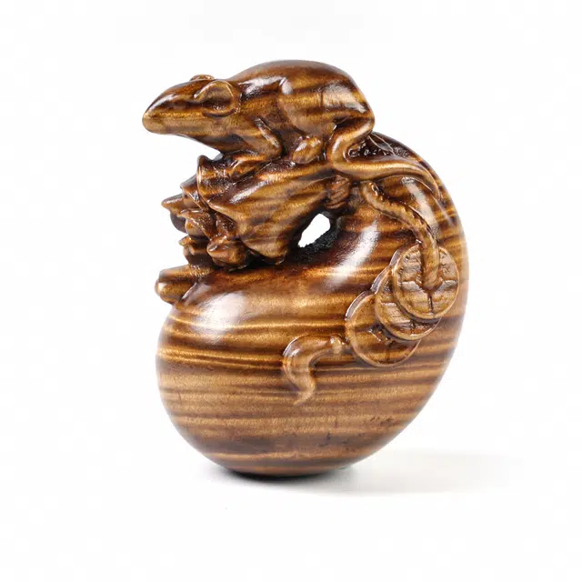 嫒柯 国潮新中式百搭轻奢高级随身携带文玩招财纳福万事如意如意吉祥吉祥平安#好运 楠木 把件 男女同款情侣款