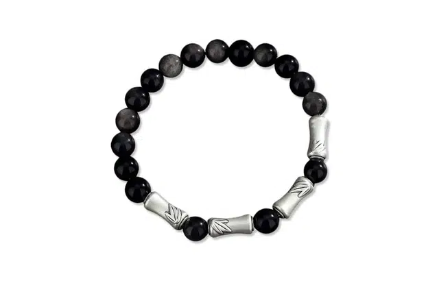 百利金 节节高升 国潮复古新中式平安纳福顺遂如意简约精致气质显白小众设计竹节转运珠手饰 黑曜石 手串 男女同款情侣款