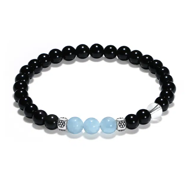 【普陀山官方已过香】 普陀山文创 顺水行舟喜乐常伴国潮时来运转幸运转运纳福心情好#好运 黑曜石 玉石手串 男女同款情侣款