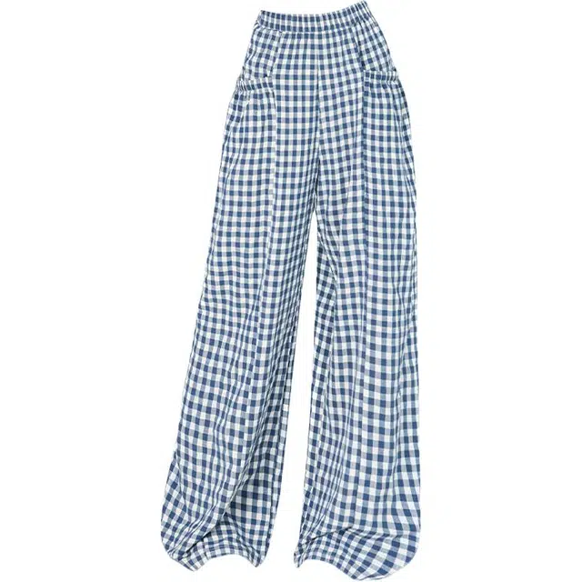 拾籍 百搭气质时尚简约格纹宽松阔腿裤清凉透气垂感休闲裤 女款