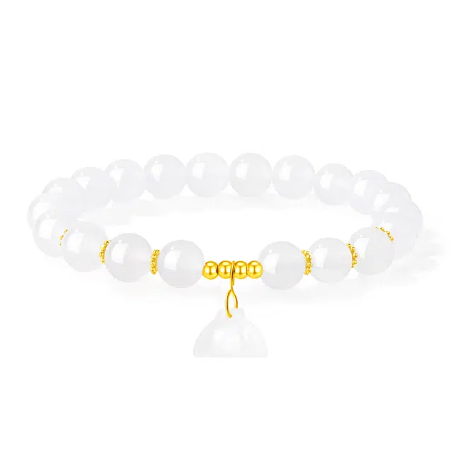 老凤祥 多子多福莲蓬 好运莲莲新中式洁白莲花清冷感流苏手链闺蜜小众轻奢简约百搭高级感女朋友告白约会精美礼盒天然 玉髓 手串 女款