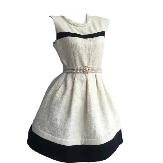 桴生 法式撞色蓬蓬裙优雅气质裙子无袖连衣裙 女款