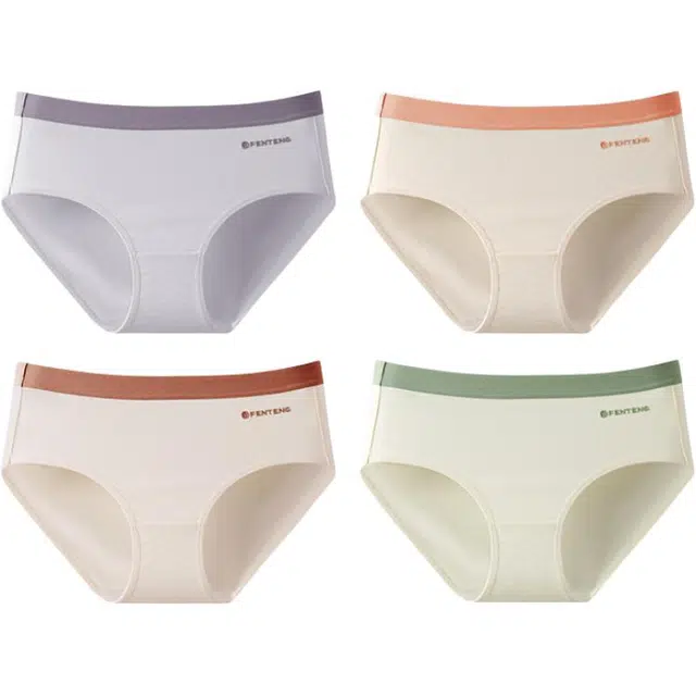 芬腾 纯棉透气抗菌纯色简约三角裤中腰内裤 女款