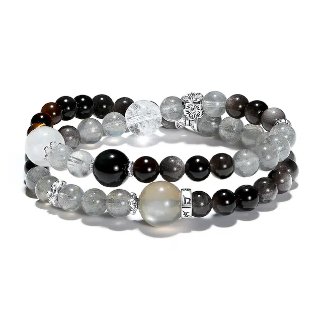 【普陀山官方已过香】 普陀山文创 小众设计能量加持净化磁场心灵运气好国潮时来运转水逆退散#好运 黑曜石 手串 男女同款情侣款