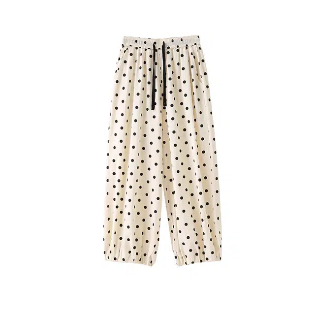 敲模女孩 法式慵懒风波点设计感宽松阔腿休闲裤 女款