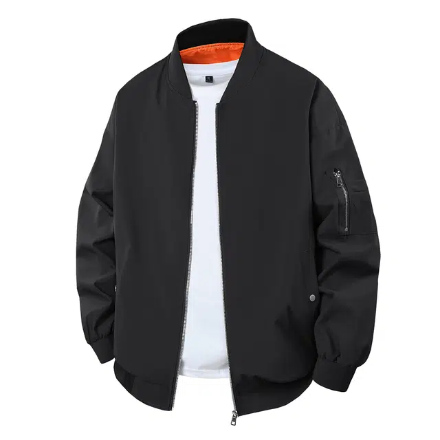 快鱼 简约纯色美式复古基础款城市机能学院风户外休闲通勤百搭飞行员教练棒球服夹克外套 男女同款