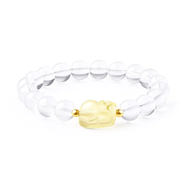 老庙 新中式国风小众设计精致气质简约百搭天然 白水晶 手串 男女同款情侣款