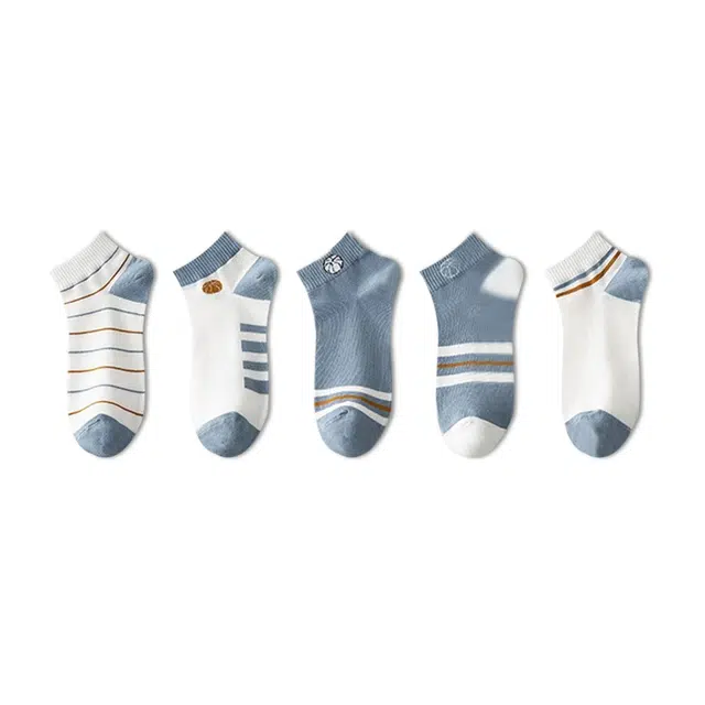 睦隆世家 夏季袜子轻薄透气运动舒适亲肤柔软吸湿排汗耐磨休闲套装短袜 男款