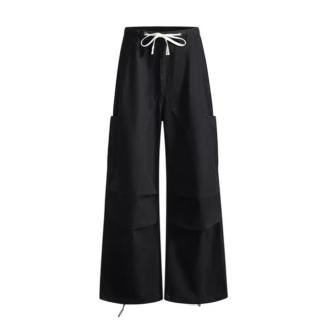 玫丝朵 宽松高腰时尚百搭简约纯色工装裤休闲裤 女款