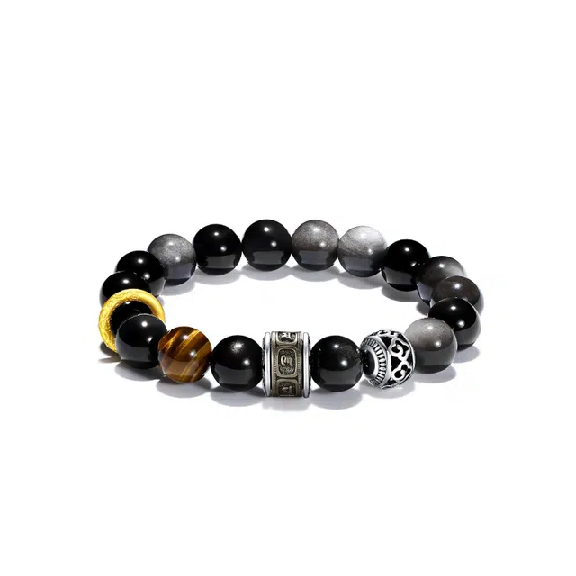 宣华意 新中式国风招财进宝转运珠#好运 黑曜石 手串 男女同款情侣款