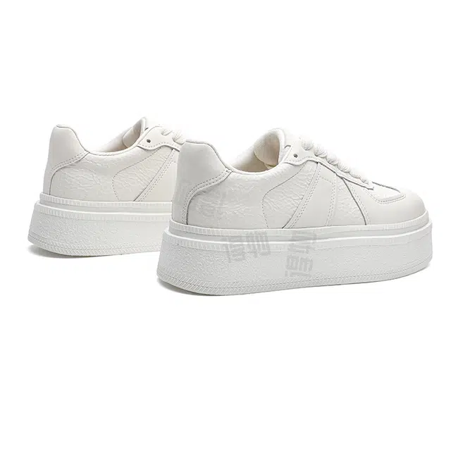 阿比让 白月光系列 牛剖层革 时尚百搭潮流 保暖轻便增高 低帮 板鞋 女款 白色